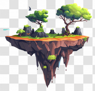 Floating Island - Floating Island With Trees In Fantasy Style Transparent PNG