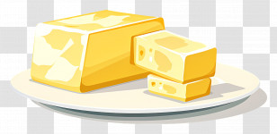Butter - Block Of Butter Slices On A Plate Transparent PNG