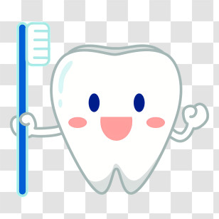 Icon - Cartoon Tooth Holding A Toothbrush Transparent PNG