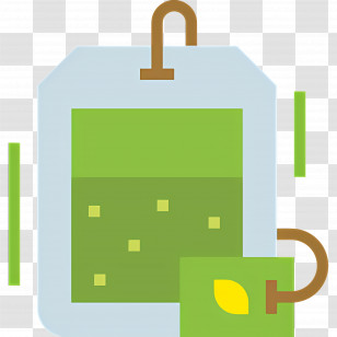 Tea Bag - Green Tea Bag With Leaf Design Transparent PNG