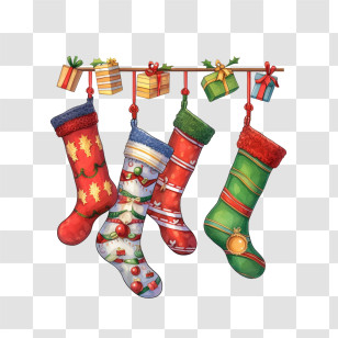 Christmas Stockings
 - Colorful Hanging Christmas Stockings With Gifts Transparent PNG