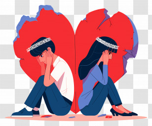 Couple Divorce - Sad Couple With Broken Heart Transparent PNG