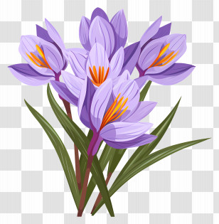 Saffron Flowers - Purple Crocus Flowers In Bloom Transparent PNG