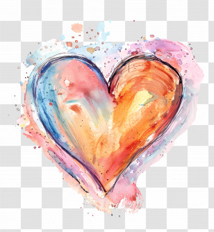 Pastel Heart - Beautiful Watercolor Heart Painting Transparent PNG