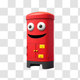 Postbox - Cartoon Red Cabinet With Eyes And Smile Transparent PNG