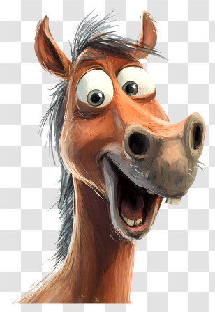Quirky Horse - Funny Cartoon Horse With Big Eyes Transparent PNG