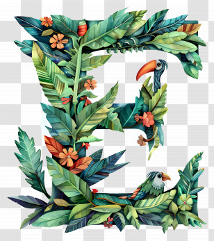 Letter E - Tropical Letter E Transparent PNG