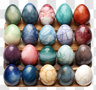 Colorful Marble Eggs - Colorful Marble Eggs On Tray Transparent PNG