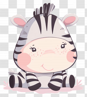 Cute Cartoon Zebra - Cute Zebra Cartoon With Adorable Features Transparent PNG