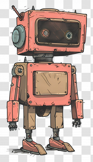 Robot - Retro Cartoon Robot With A Mechanical Look Transparent PNG