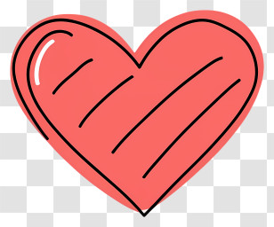 Cartoon - Red Heart Doodle Illustration Transparent PNG