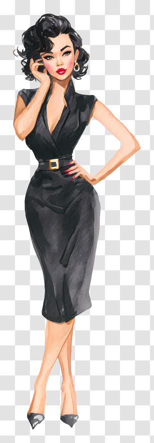 Sexy Woman - Elegant Woman In Black Dress Transparent PNG