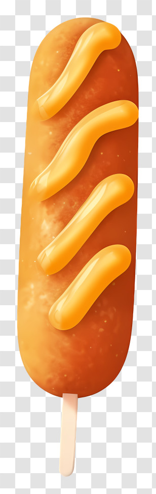 Ice Cream Cone - Delicious Corndog With Mustard Swirls Transparent PNG