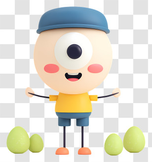 Cartoon Single Eye Figure - Cute One-eyed Cartoon Character Transparent PNG