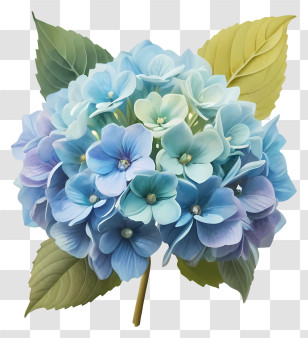 Horticultural Flower - Beautiful Blue Hydrangea Flower Bouquet Transparent PNG