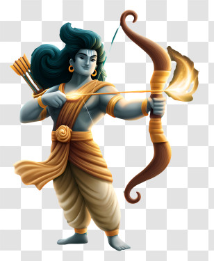 Dussehra - Green-Haired Archer Drawing Bow Transparent PNG