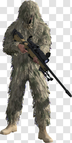 Call Of Duty - Sniper In Ghillie Suit With Rifle Transparent PNG
