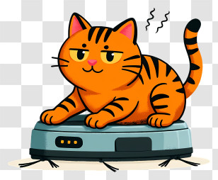 Cat Lying On Robot Vacuum Cleaner - Playful Orange Tabby On Robot Vacuum Transparent PNG