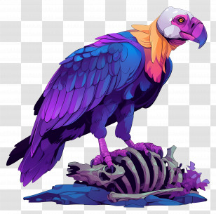 Cartoon Vulture - Colorful Vulture On Bones Transparent PNG
