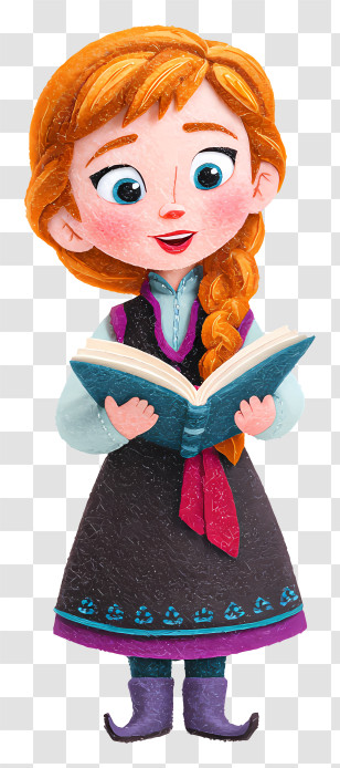 Frozen Anna Reading Book - Girl Reading A Book Transparent PNG