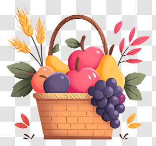Fruits Vegetables Harvest Basket - Basket Of Fresh Mixed Fruit Transparent PNG