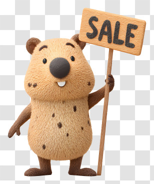 Quokka Holding Sale Sign - Cartoon Bear With Sale Sign Transparent PNG