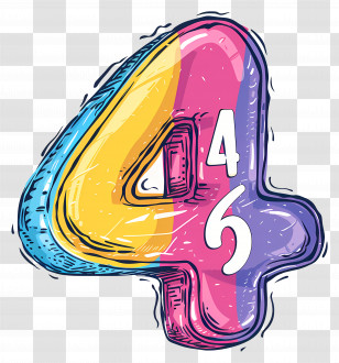 Number 4 - Colorful Number 4 Illustration Transparent PNG