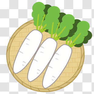 Icon - Illustrated White Radishes In A Basket Transparent PNG