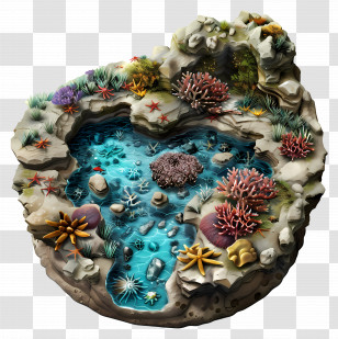 Tidepool - Detailed Coral Reef Illustration Transparent PNG