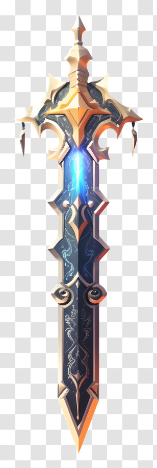 Flat Diamond Sword - Ornate Fantasy Sword With Magical Glow Illustration Transparent PNG