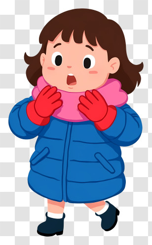 Surprised Little Girl - Child In Blue Winter Coat With Scarf Transparent PNG
