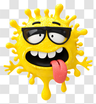 Crazy Emoji - Funny Yellow Virus Cartoon Transparent PNG