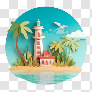 Beach Lighthouse
 - Beautiful Paper Art Lighthouse On A Tropical Beach Transparent PNG