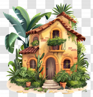 Lush House - Small Tropical House With Greenery Transparent PNG