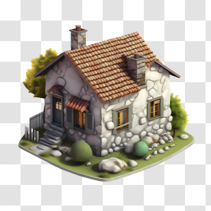 Stone House - Small Stone House With Tiled Roof Transparent PNG