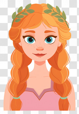 Princess Anna - Cartoon Girl With Braided Hair Transparent PNG