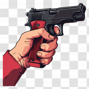 Hand Holding Gun - Hand Holding A Pistol Cartoon Illustration Transparent PNG