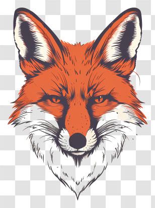 Fox - Red Fox Face Illustration Transparent PNG