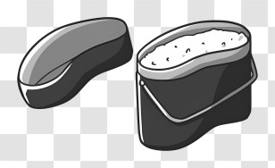 Cartoon - Cooked Rice In A Black Container Transparent PNG