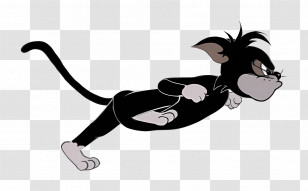 Butch Cat - Black Cartoon Cat Running Fast Transparent PNG