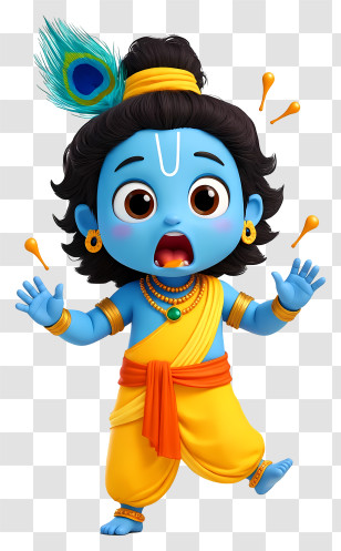Krishna - Blue Cartoon Character Expressing Surprise Transparent PNG