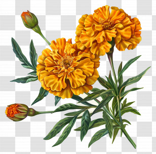 Marigold Flowers - Beautiful Yellow Marigold Flowers Transparent PNG