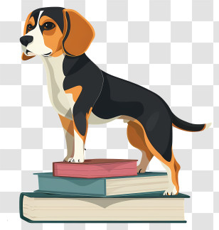 Dog Silhouette - Beagle Dog Standing On Books Transparent PNG