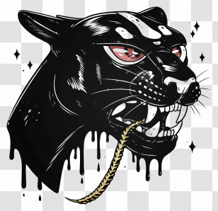 Panther Tattoo - Fierce Black Panther Illustration Transparent PNG