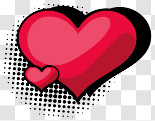 Conversation Hearts - Red Cartoon Hearts With Polka Dot Design Transparent PNG