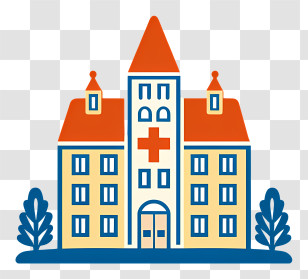 Hospital Logo - Hospital Building With Red Cross Transparent PNG