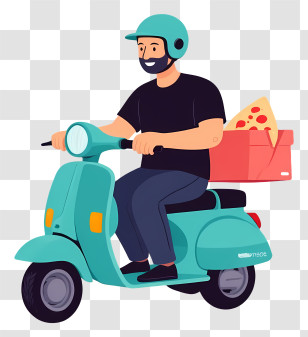 Food Delivery Service - Pizza Delivery On Scooter Transparent PNG