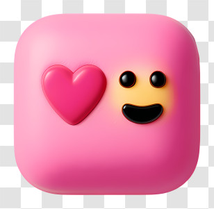 Love Emoji - Pink Heart Emoji With Smile Transparent PNG
