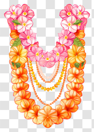 Wedding Flower Mala - Colorful Floral Necklace Transparent PNG