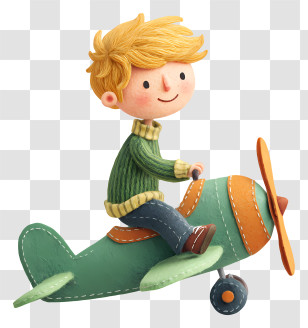 Boy Playing With Plane - Boy Riding Toy Airplane Transparent PNG